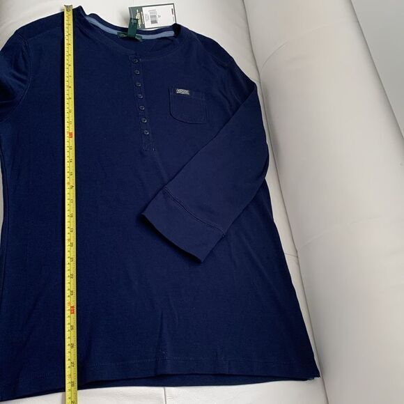 NWT LRL Lauren Jeans Co. Ralph Lauren Cotton Navy Blue Pocket Shirt Top Size XL - Picture 7 of 9